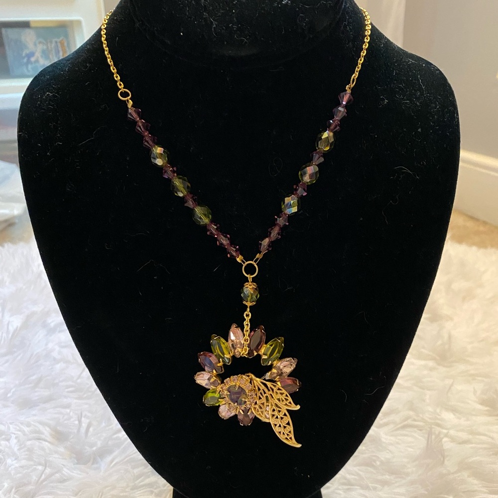 Handmade vintage brooch necklace